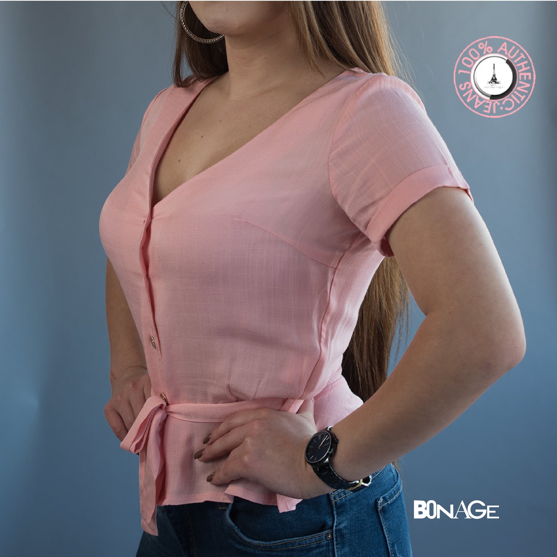 Blusa rosada con botones